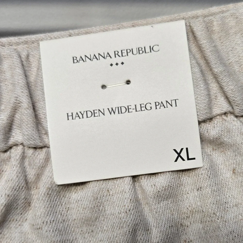 Banana Republic Hayden Wide Leg Pants Size‎ XL Beige Linen Blend Pull On Coastal